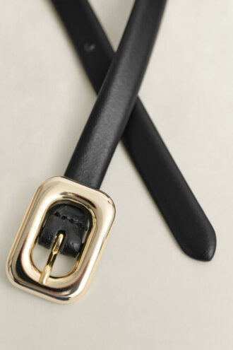 Läderbälte med rund spänne