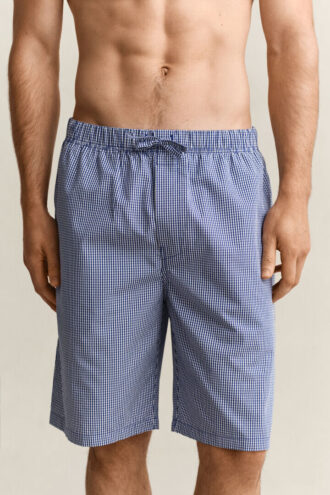 Pyjamashorts i poplin med rutmönster