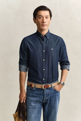 Slim fit-skjorta i indigo