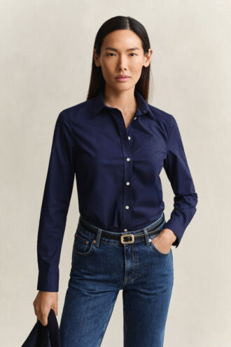 Slim fit-skjorta i poplin