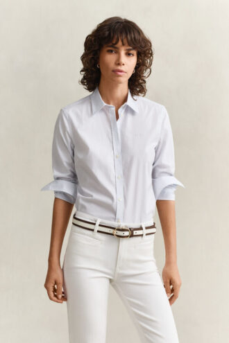 Slim fit-skjorta i randig poplin