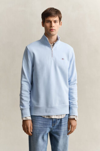 Sweatshirt med halv dragkedja och sköldmotiv