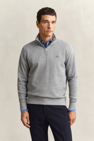 Sweatshirt med halv dragkedja och sköldmotiv