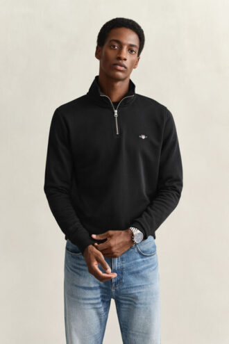 Sweatshirt med halv dragkedja och sköldmotiv