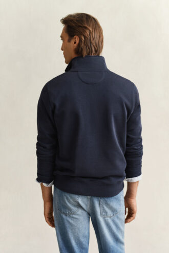 Sweatshirt med halv dragkedja och sköldmotiv